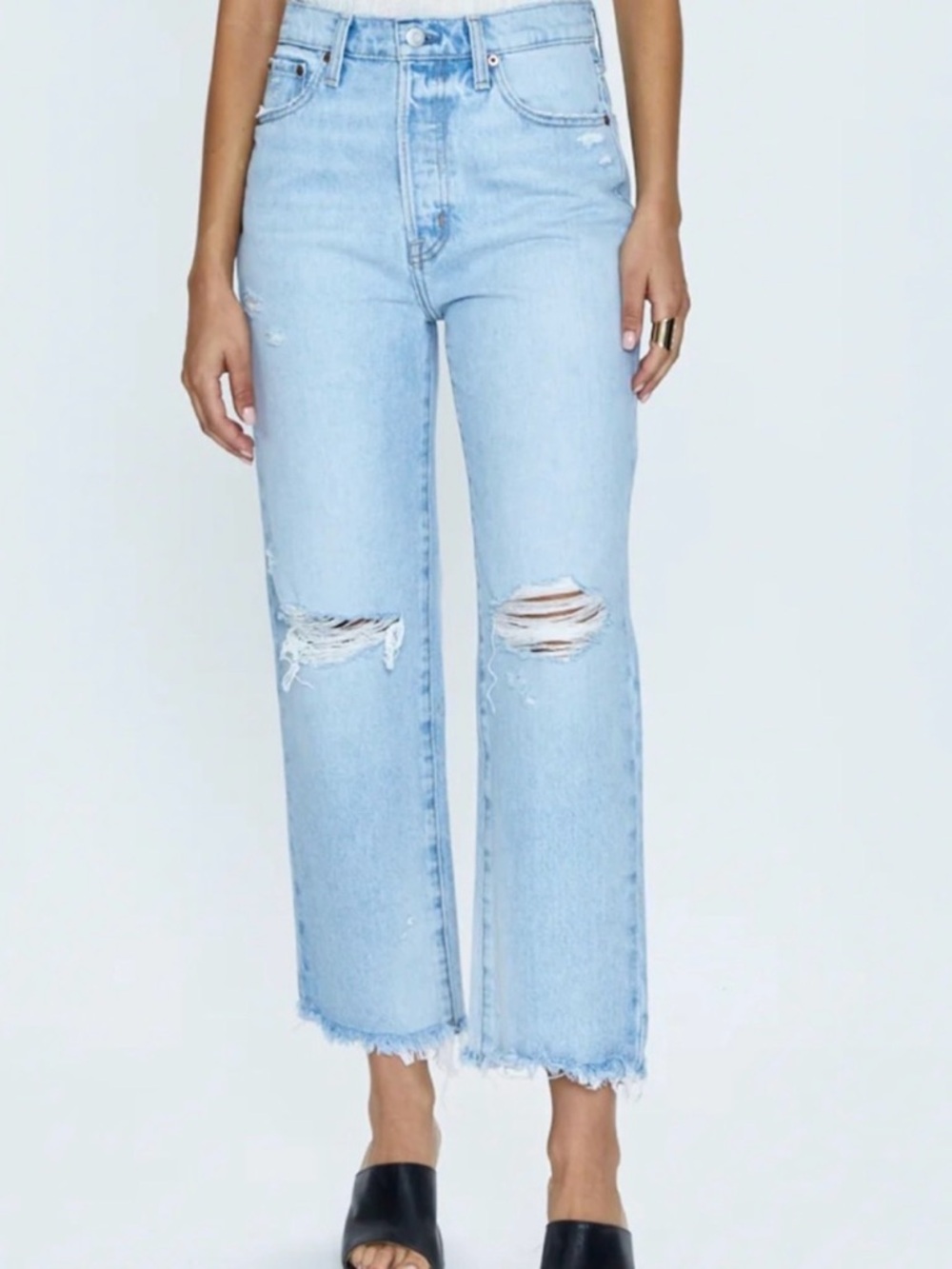 Pistola Cassie High Rise Straight Leg Jeans Distressed Size 26